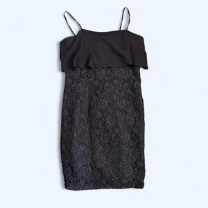 Black Ruffle and Lace Mini Dress